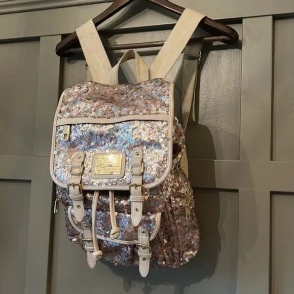 Juicy Couture Rainbow Sequined Pink Gold Multicolor Backpack Y2K Eras Tour Pride main image 5